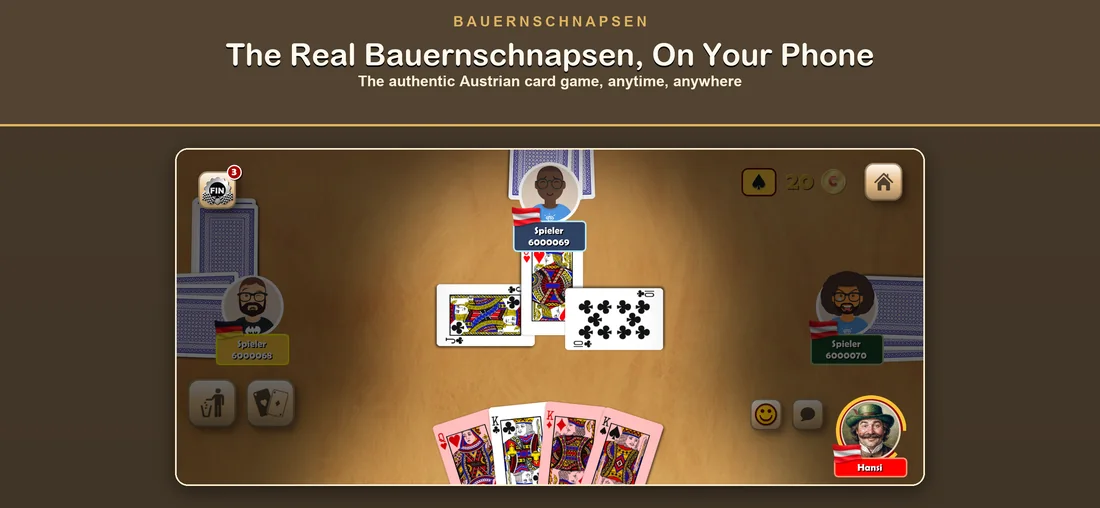 Bauernschnapsen at a table for four players.
