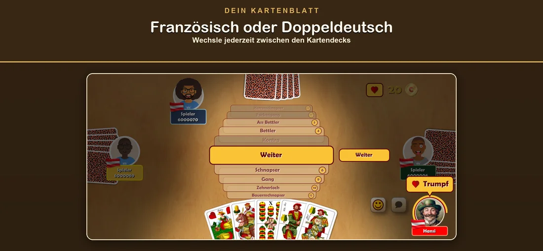 Dein Kartenblatt wählen