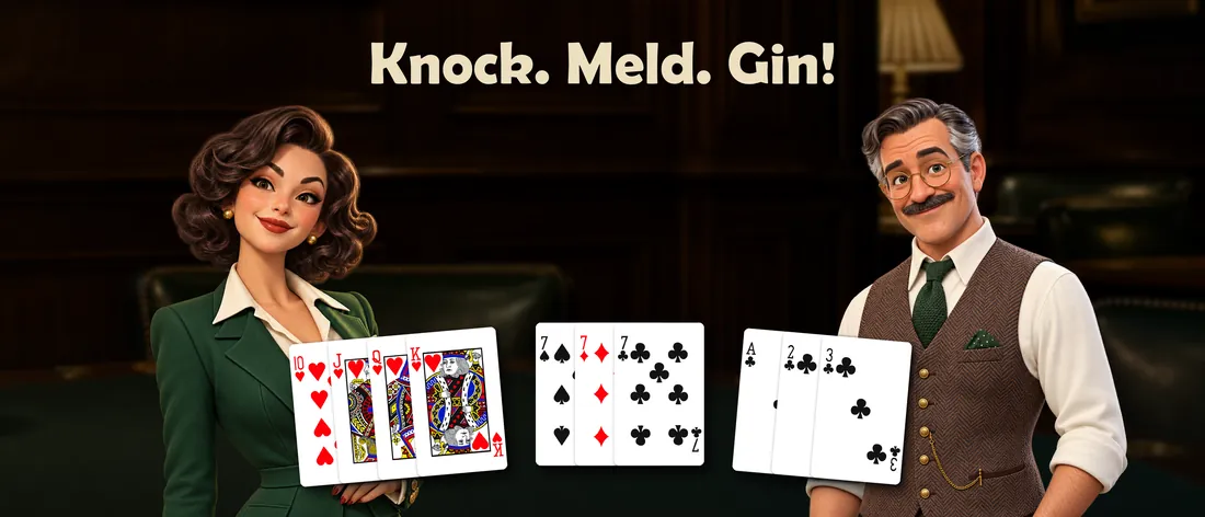 Draw, meld, then knock or go gin.