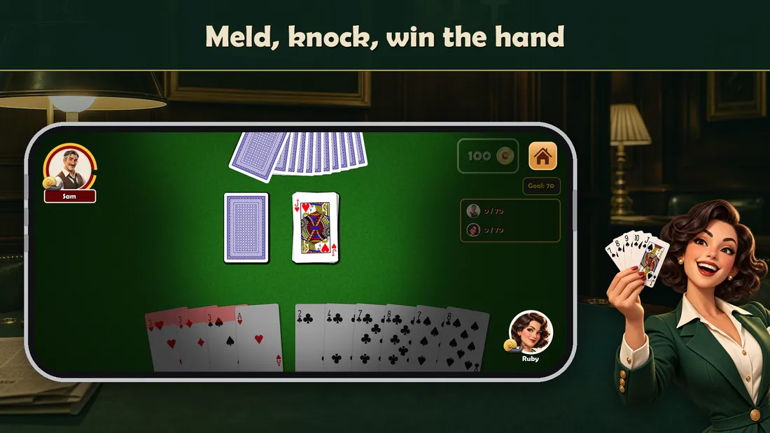 Meld, knock, win the hand
