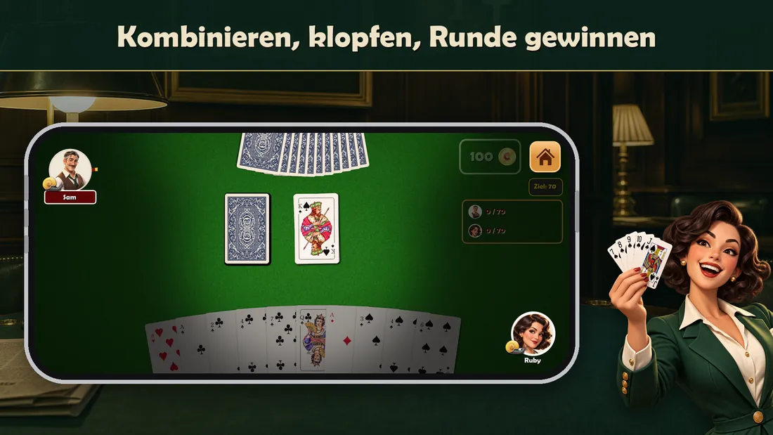 Kombinieren, klopfen, Runde gewinnen