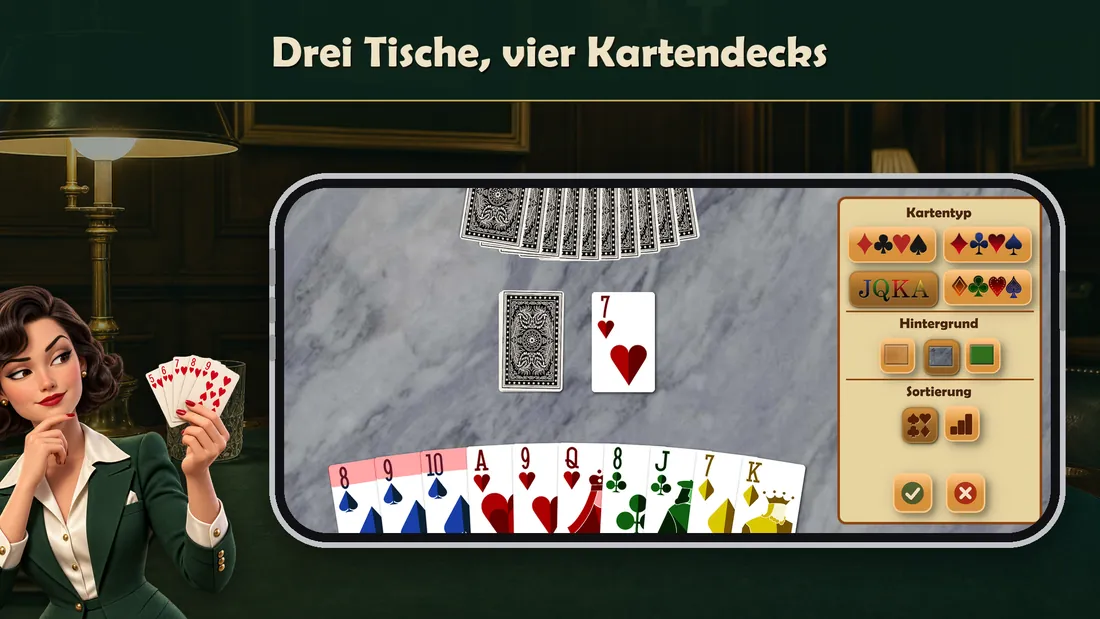 Drei Tische, vier Kartendecks