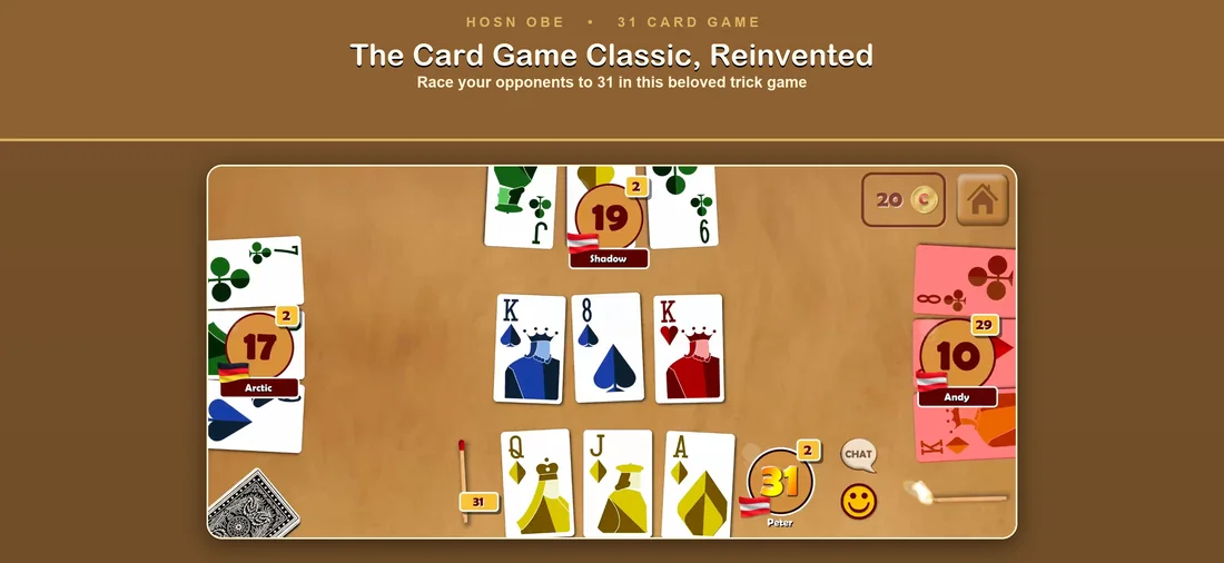 Swap cards, build your hand and aim for 31.