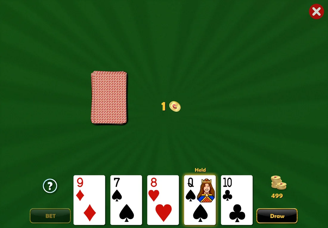 Hold your best cards, then draw a new poker hand.