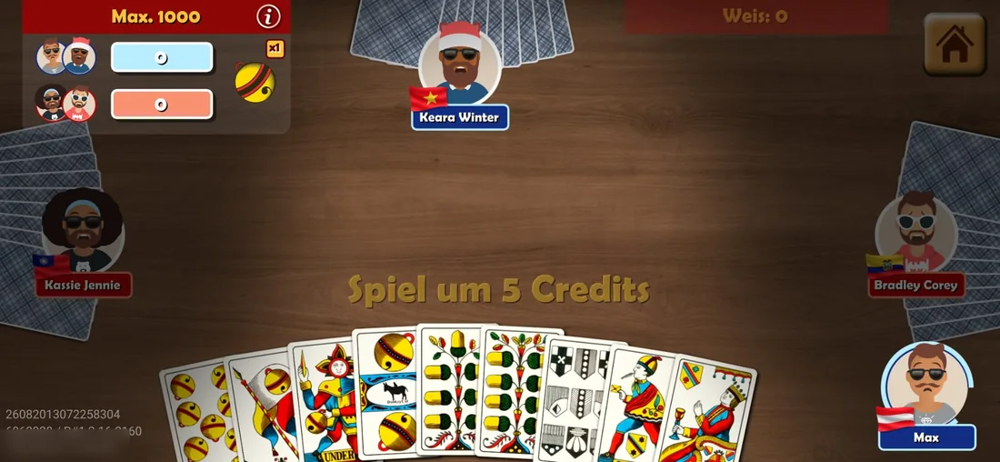 Schieber Jass with a choice of card designs.