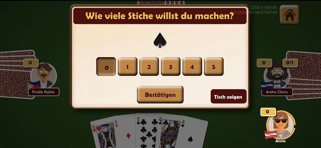 Die Anzahl deiner Stiche ansagen
