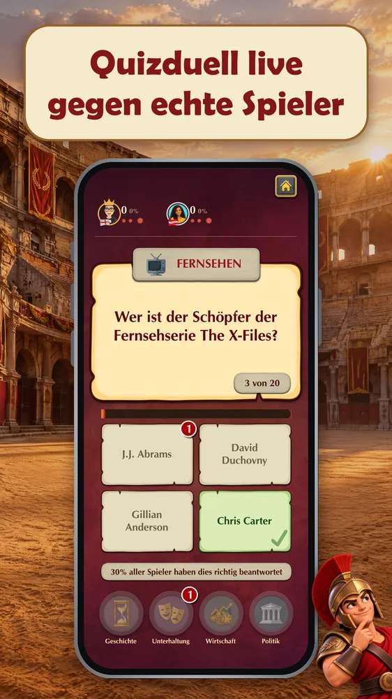 Live-Quizfragen und Mitspieler für das nächste Duell.